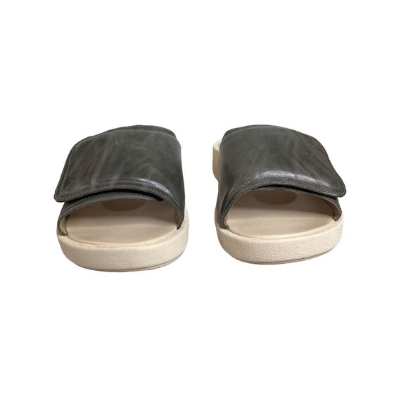 ABEO Paige Leather Slide Sandals Womens Size 10 Gray Slip-On Leather Upper - Picture 4 of 10